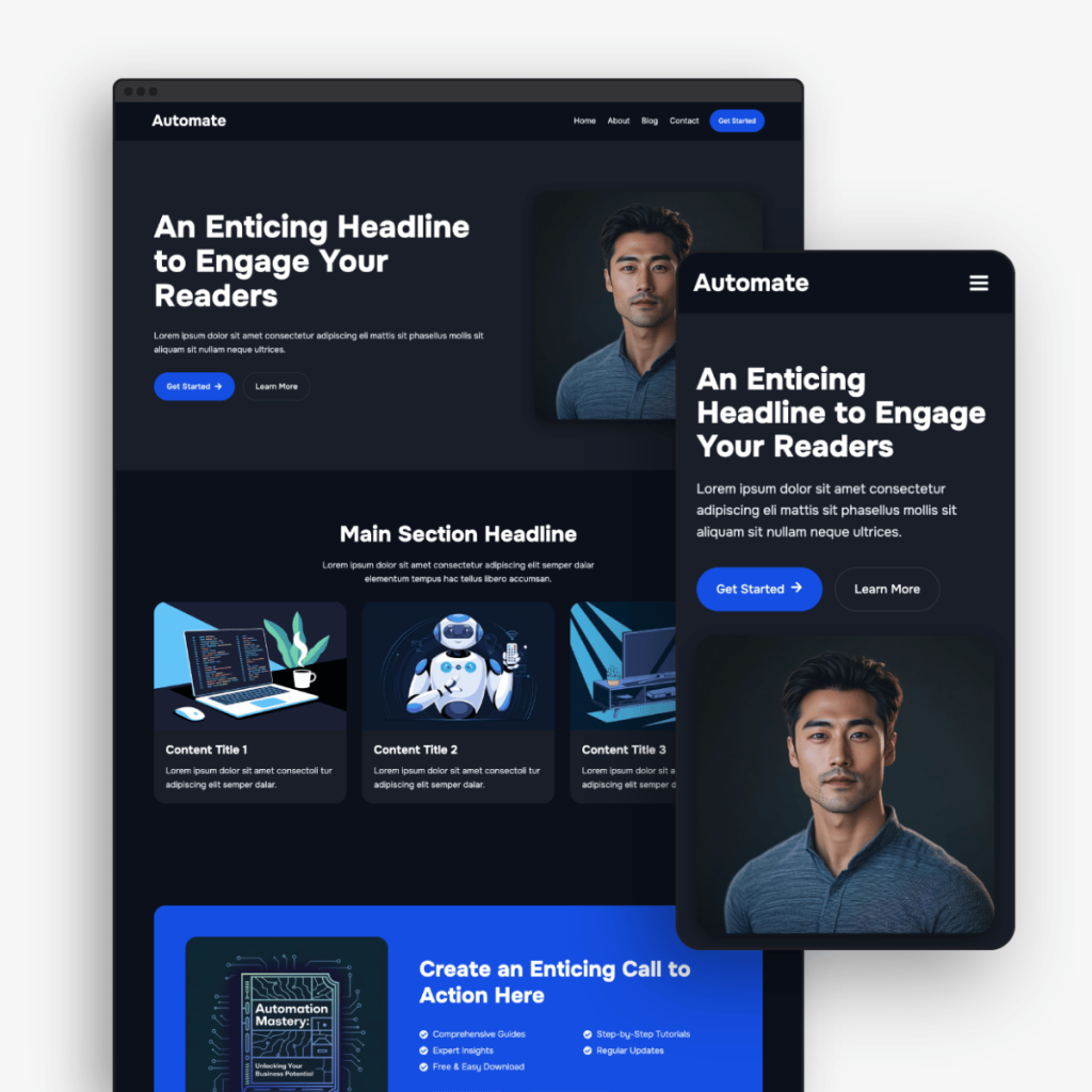 Automate Theme Desktop Mobile With Light Background